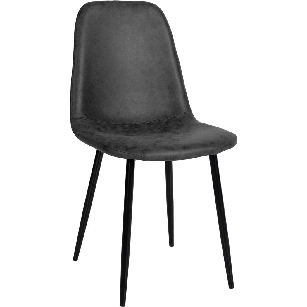 Silla de Confidente NAIPES, Robusta Estructura Metálica, en Piel color Negro