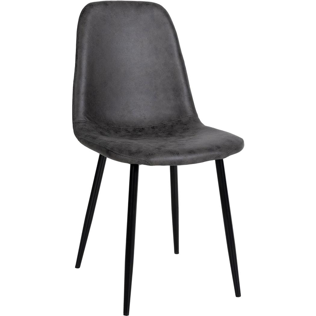Silla de Confidente NAIPES, Robusta Estructura Metálica, en Piel color Gris oscuro