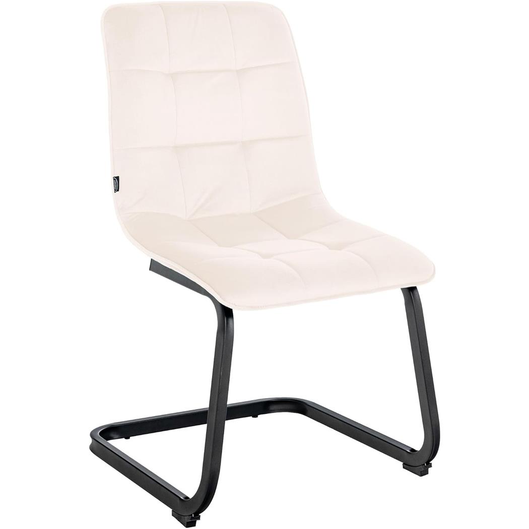 Silla de Confidente ALISA, Grueso Acolchado, Estructura Metálica, en Terciopelo color Crema