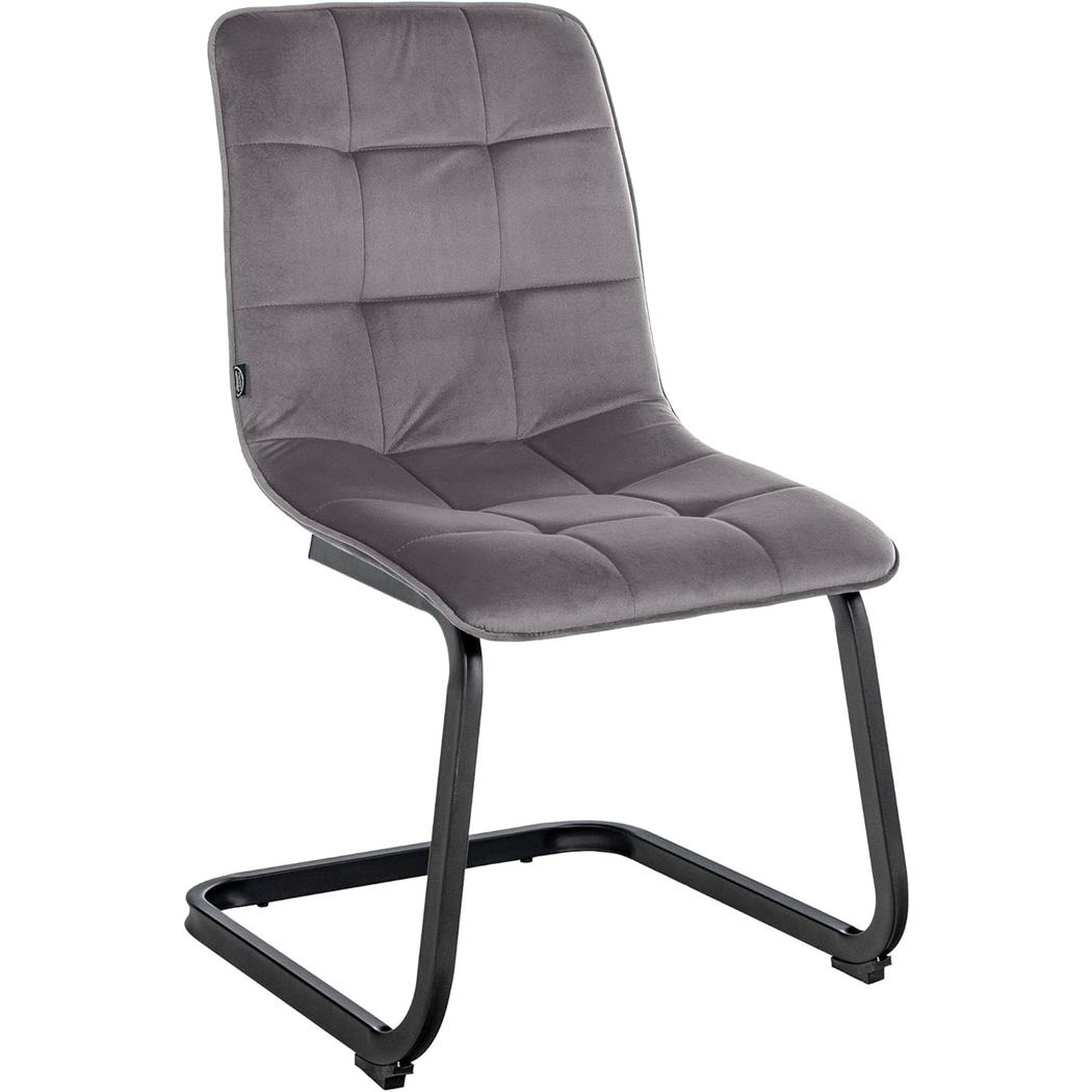 Silla de Confidente ALISA, Grueso Acolchado, Estructura Metálica, en Terciopelo color Gris Oscuro