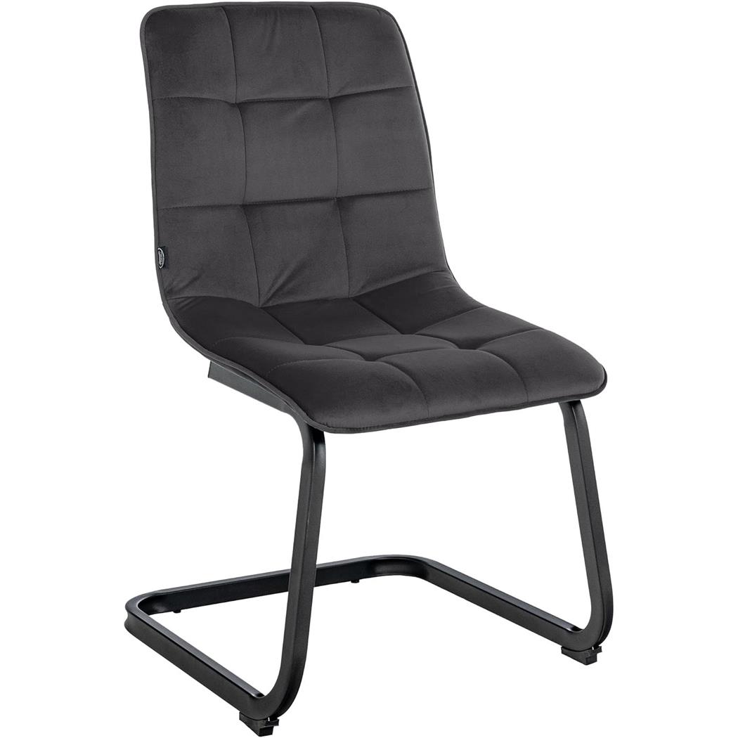 Silla de Confidente ALISA, Grueso Acolchado, Estructura Metálica, en Terciopelo color Negro