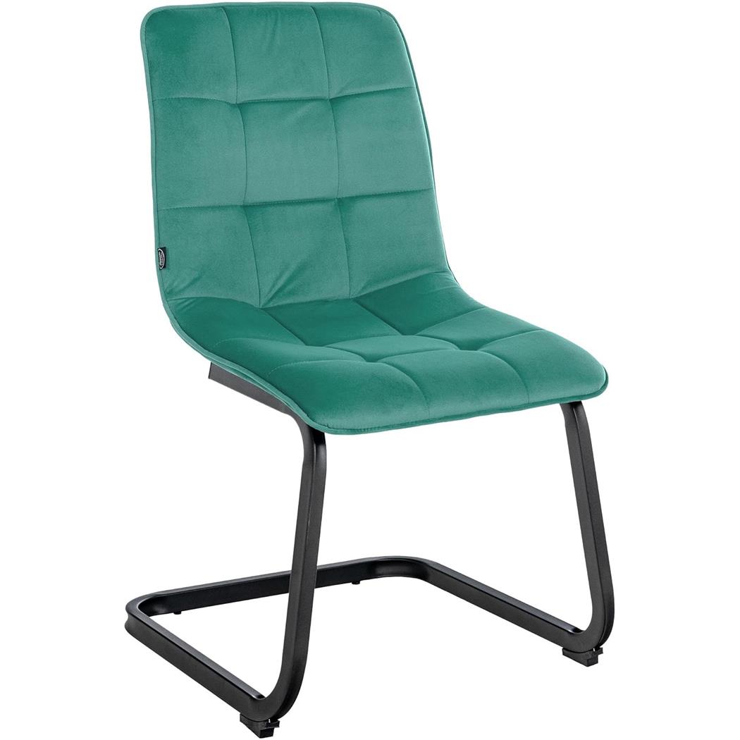 Silla de Confidente ALISA, Grueso Acolchado, Estructura Metálica, en Terciopelo color Verde Claro