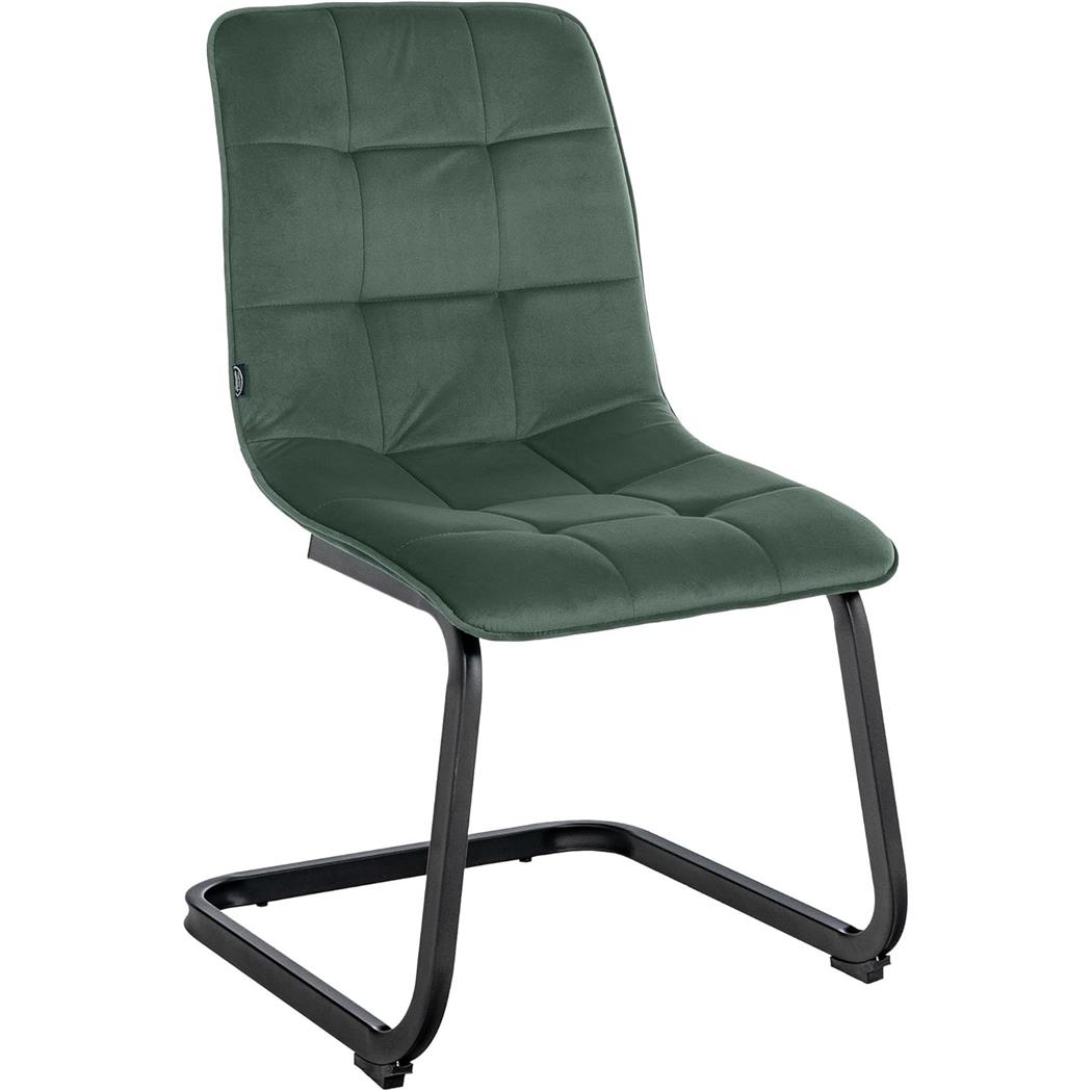 Silla de Confidente ALISA, Grueso Acolchado, Estructura Metálica, en Terciopelo color Verde Oscuro