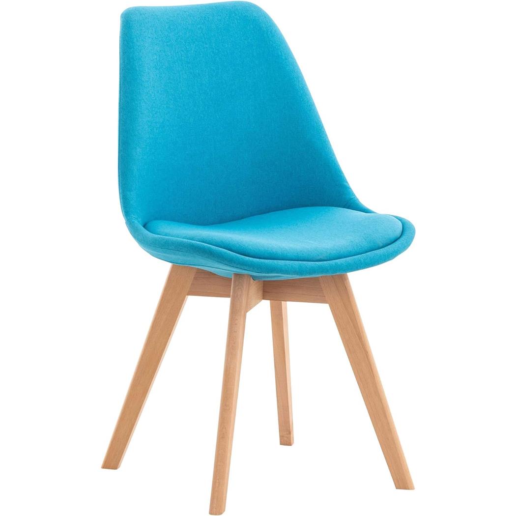 Silla de Confidente SKYLER, Diseño Nórdico, Patas Claras, en Tela Azul Turquesa