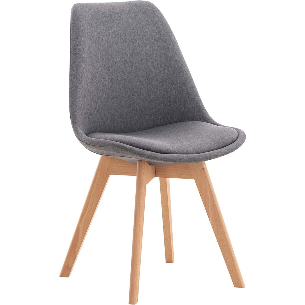Silla de Confidente SKYLER, Diseño Nórdico, Patas Claras, en Tela Gris