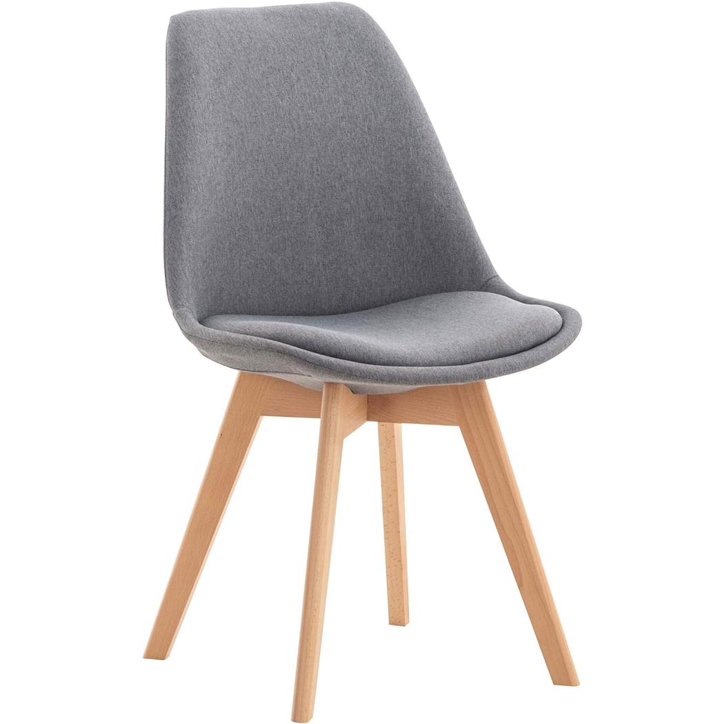 Silla de Confidente SKYLER, Diseño Nórdico, Patas Claras, en Tela Gris Claro