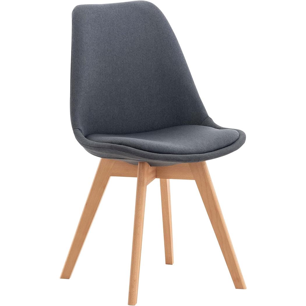 Silla de Confidente SKYLER, Diseño Nórdico, Patas Claras, en Tela Gris Oscuro