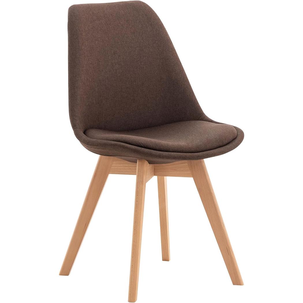 Silla de Confidente SKYLER, Diseño Nórdico, Patas Claras, en Tela Marrón