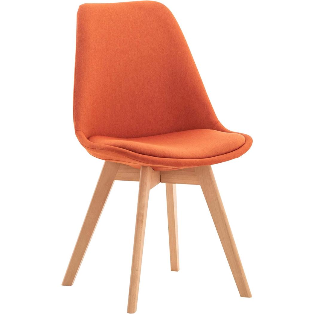 Silla de Confidente SKYLER, Diseño Nórdico, Patas Claras, en Tela Naranja