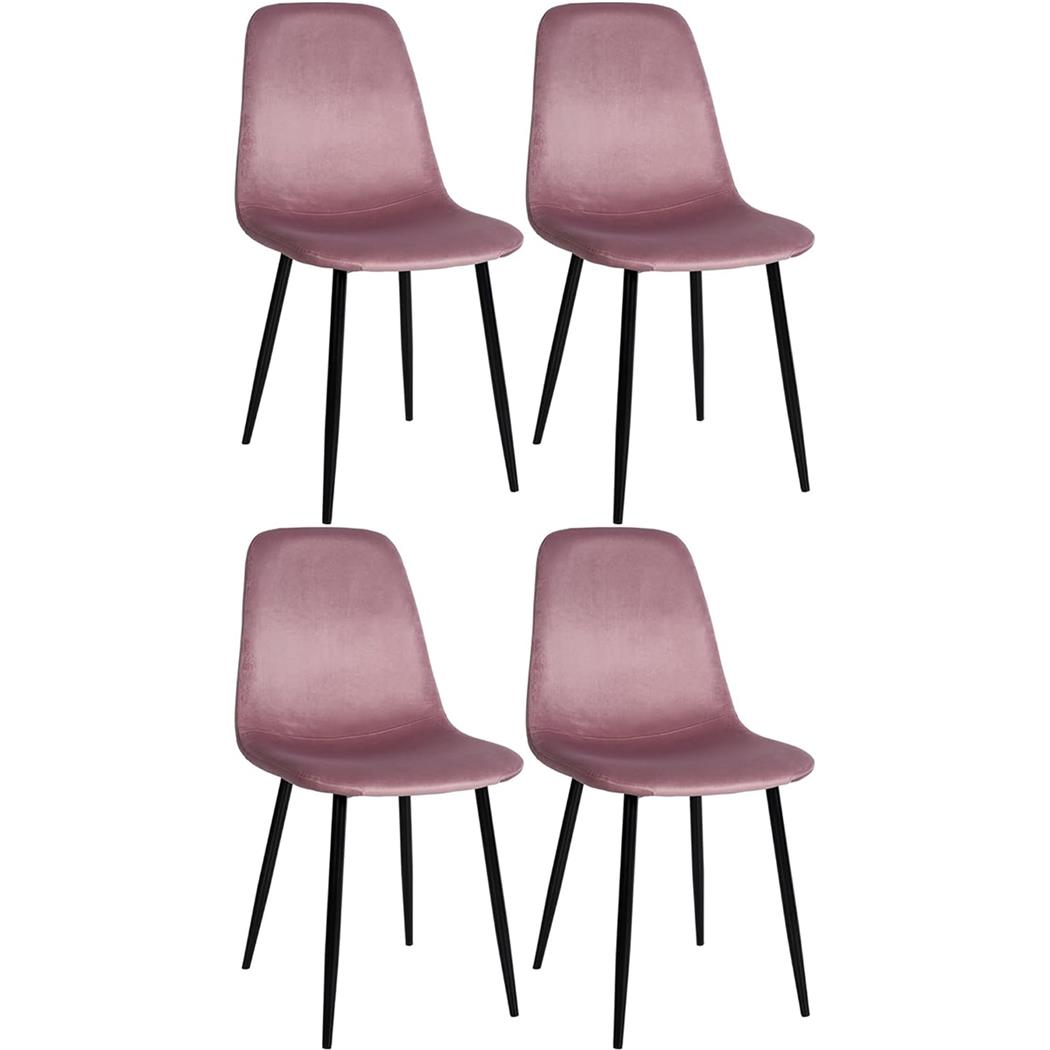 Lote de 4 sillas de Confidente NAIPES, Robusta Estructura Metálica, en Terciopelo color Rosado