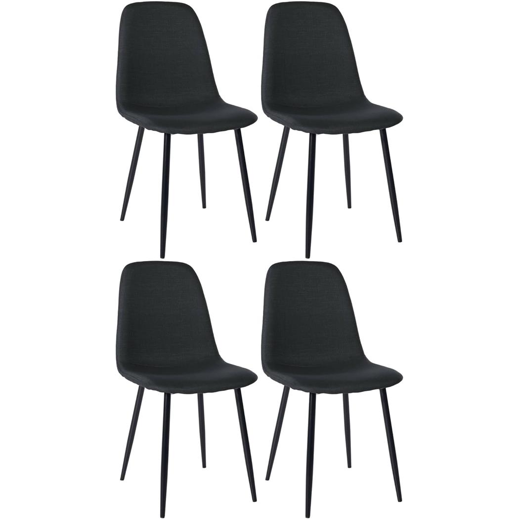 Lote de 4 sillas de Confidente NAIPES, Robusta Estructura Metálica, en Tela color Negro