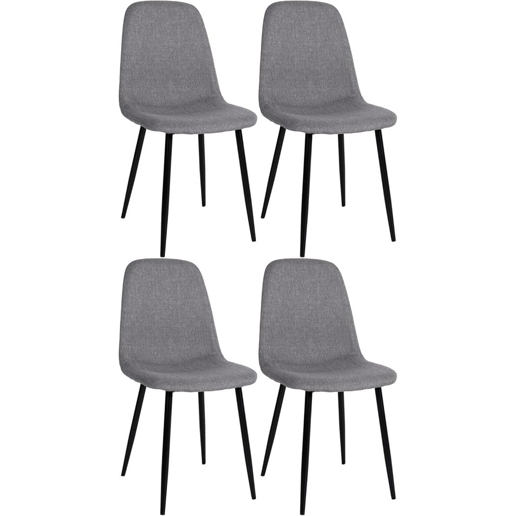 Lote de 4 sillas de Confidente NAIPES, Robusta Estructura Metálica, en Tela color Gris