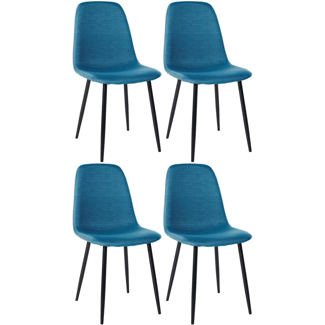 Lote de 4 sillas de Confidente NAIPES, Robusta Estructura Metálica, en Tela color Azul