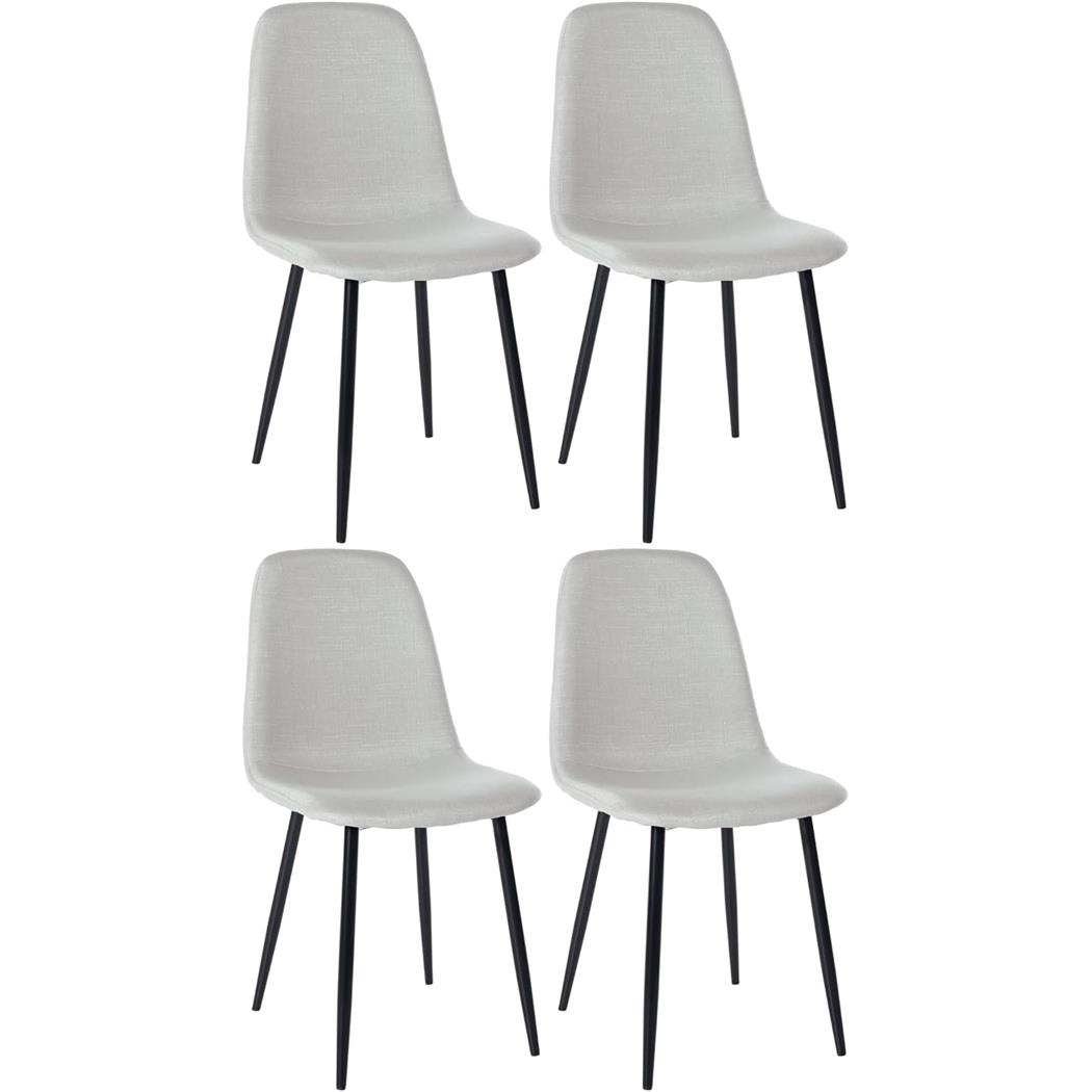 Lote de 4 sillas de Confidente NAIPES, Robusta Estructura Metálica, en Tela color Crema