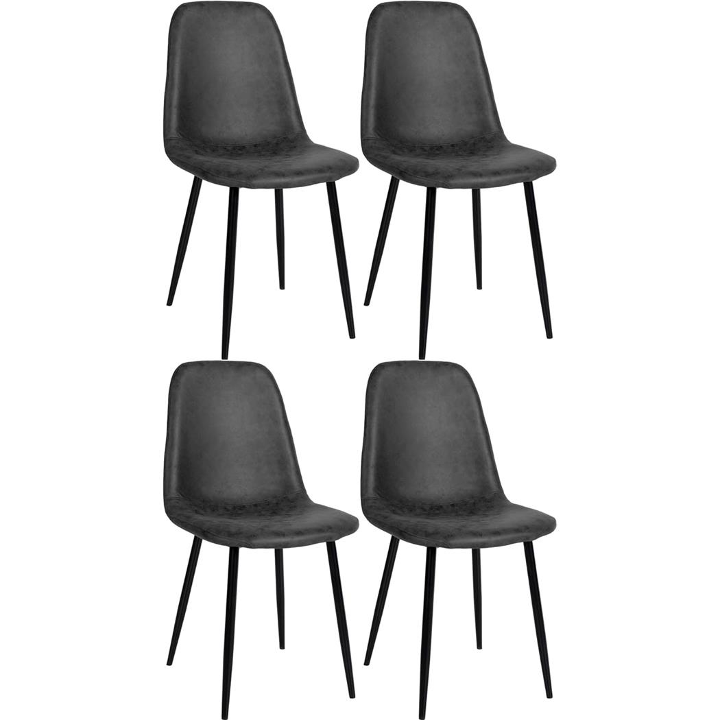 Lote de 4 sillas de Confidente NAIPES, Robusta Estructura Metálica, en Piel color Negro