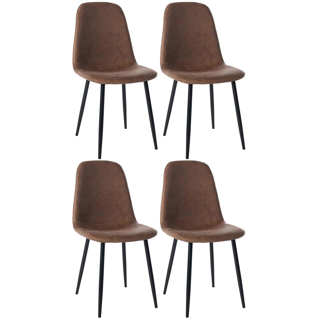 Lote de 4 sillas de Confidente NAIPES, Robusta Estructura Metálica, en Piel color Marrón