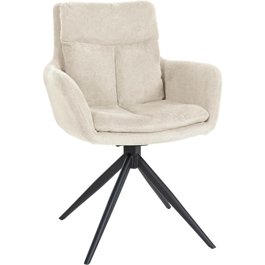 Silla de Confidente GLAM, Diseño Moderno, Giratoria, en Tela color Crema