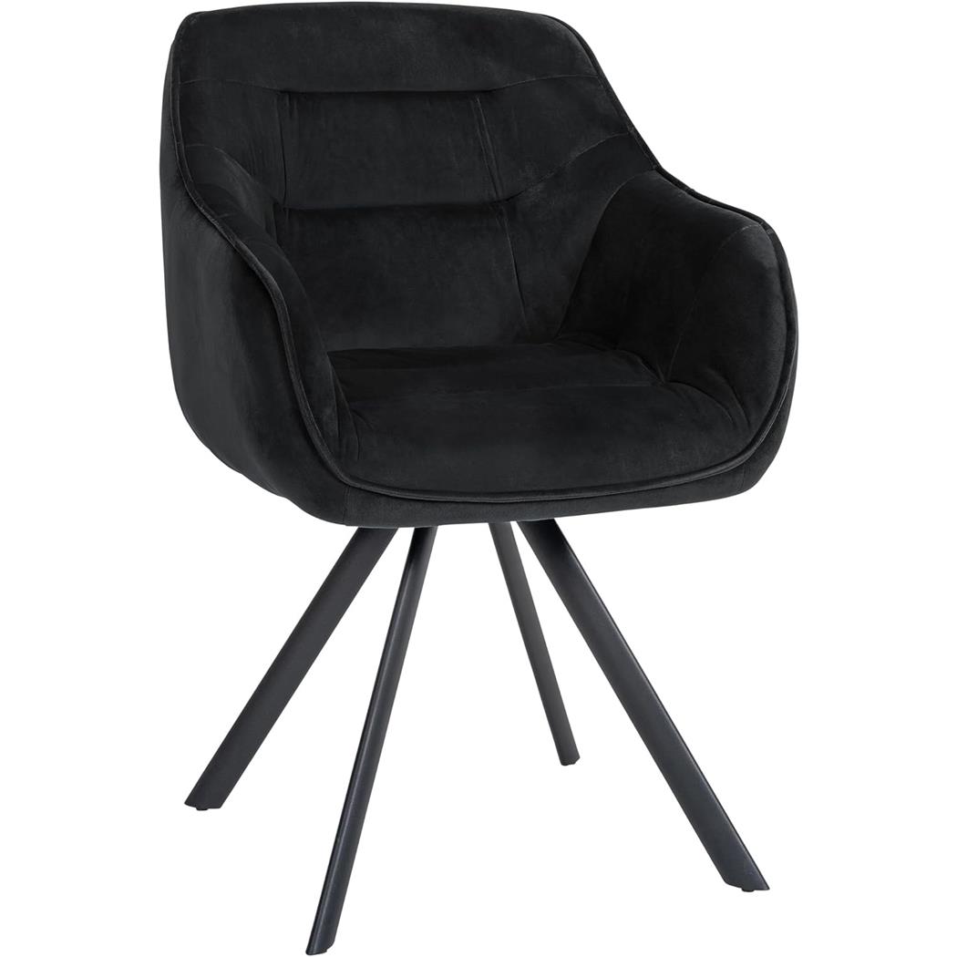 Silla de Confidente CLODIS, Patas Metálicas Negras, en Terciopelo color Negro