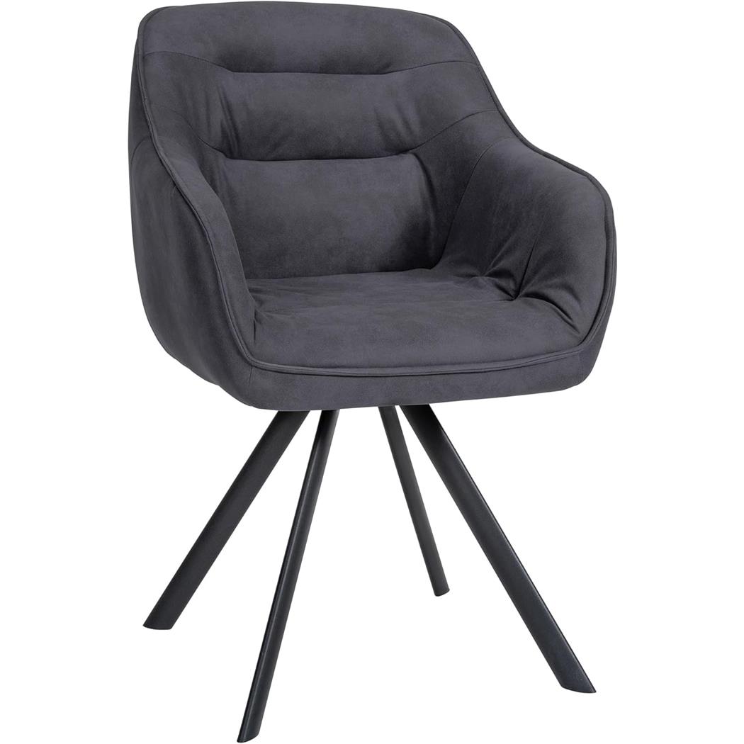 Silla de Confidente CLODIS, Patas Metálicas Negras, en Tela color Negro