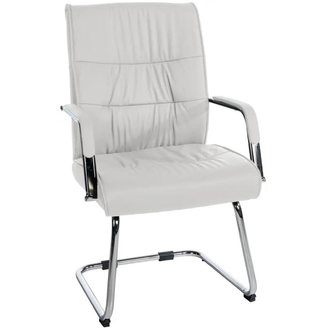 Silla de Confidente HIBERT, Estructura Metálica, Gran Acolchado en Piel color Blanco