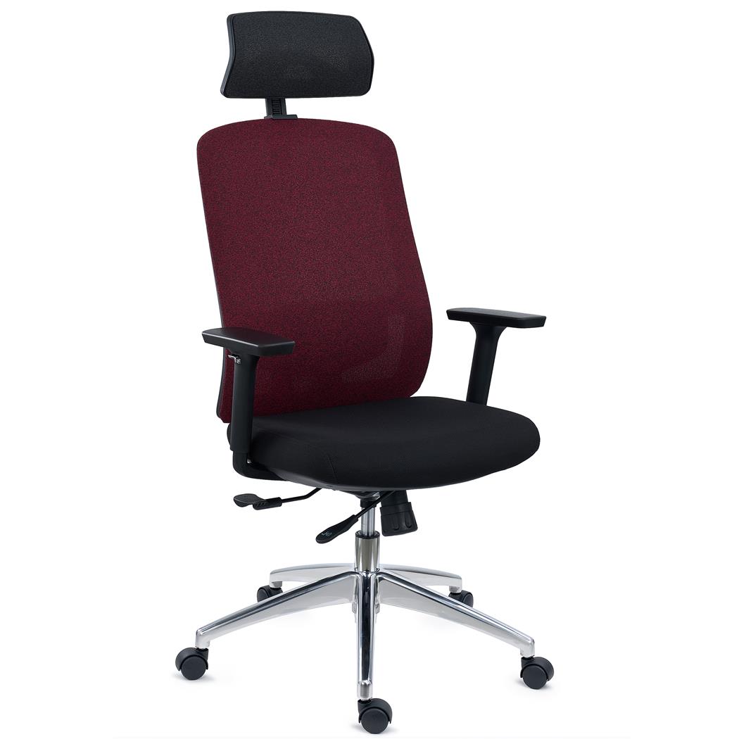 DEMO# Silla Ergonómica ASTRA LUX, Reposacabezas, Asiento Ajuste Profundidad, Mecanismo Sincro, Uso 8H, Burdeos
