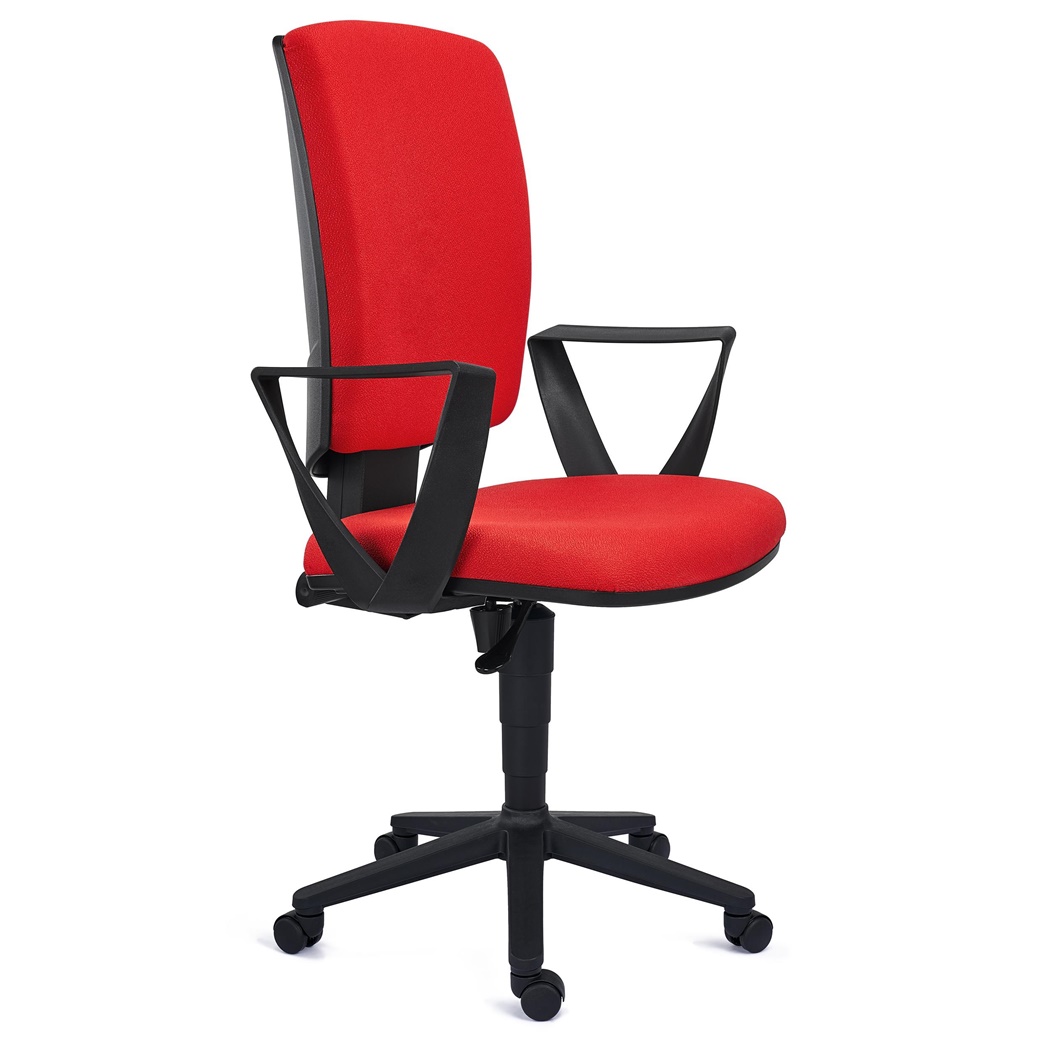 DEMO# Silla de Oficina ATLAS, Respaldo Ajustable, Gran Acolchado, En Tela Roja