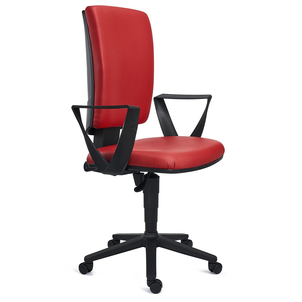 DEMO# Silla de Oficina ATLAS PIEL, Respaldo Ajustable, Gran Acolchado, En Rojo