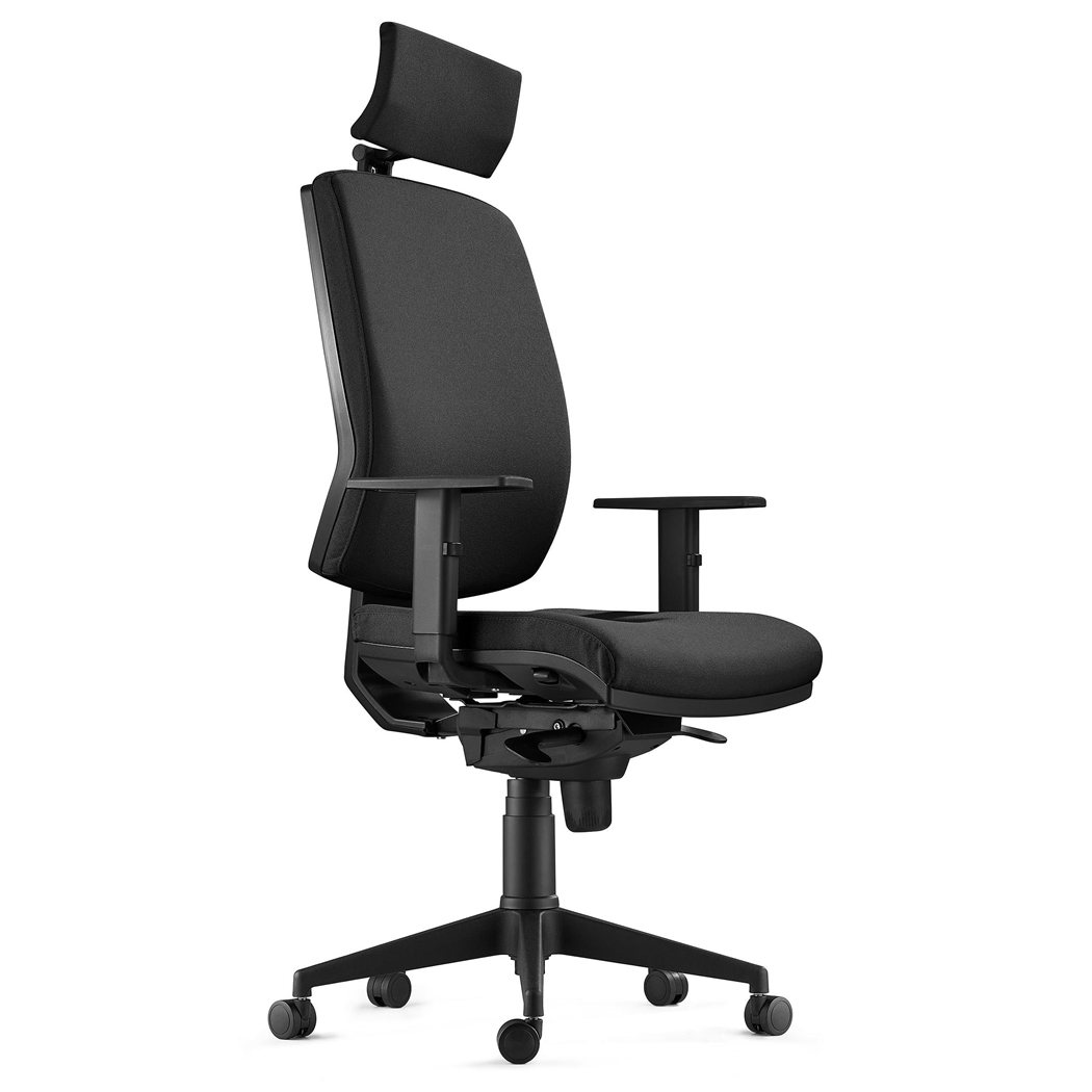 DEMO# Silla Ergonómica OLIVER, Tela Negra, Reposacabezas, Uso 8 Horas, Grueso Acolchado