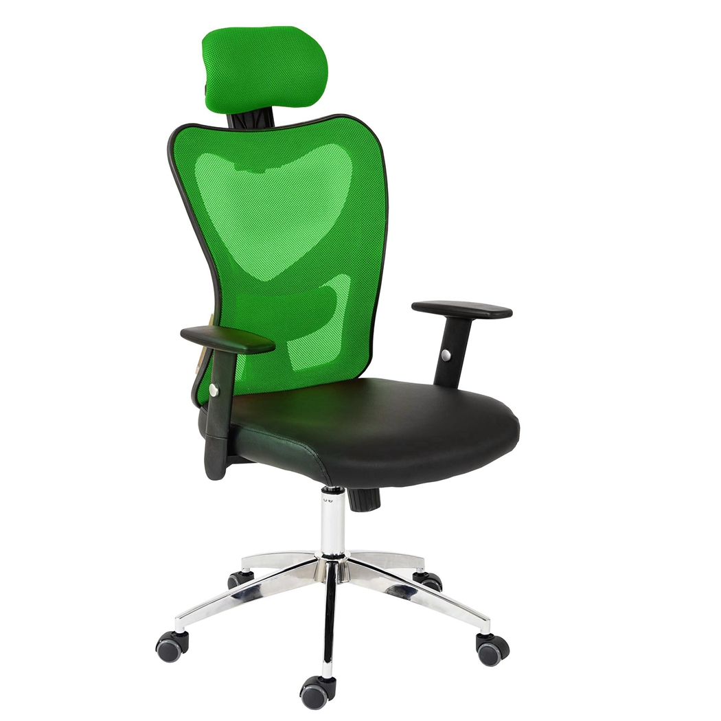 DEMO# Silla Ergonómica ZELIA, Uso 8 Horas, Soporte Lumbar Acolchado, Estructura Metálica, Color Verde