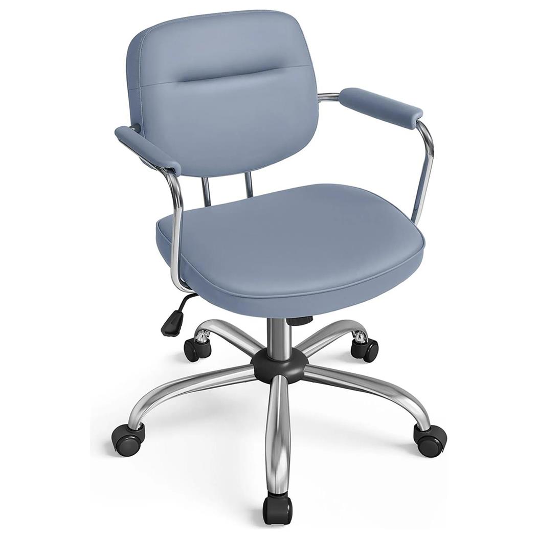 Silla de Oficina CLASSY, Gran Acolchado, Estructura Metálica, en Piel color Azul