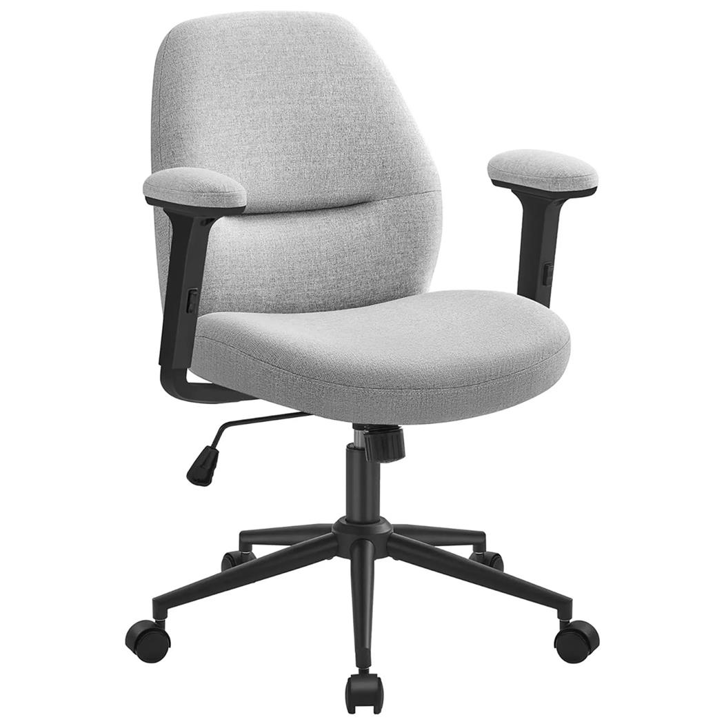 Silla de Oficina PORTIAC, Brazos Ajustables, Grueso Acolchado en Tela color Gris