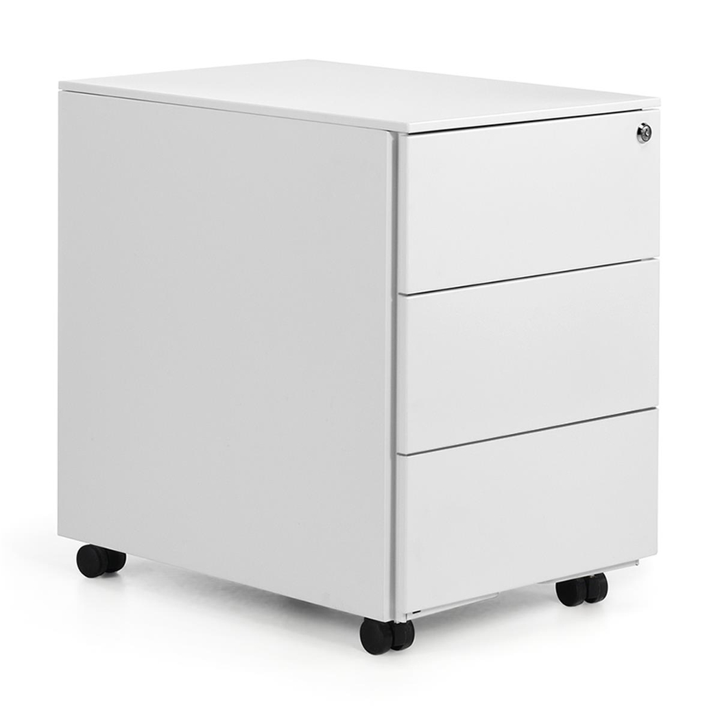 DEMO# Archivador con Ruedas SEREN, 3 Cajones, Dimensiones 40x54x55 cm, color Blanco