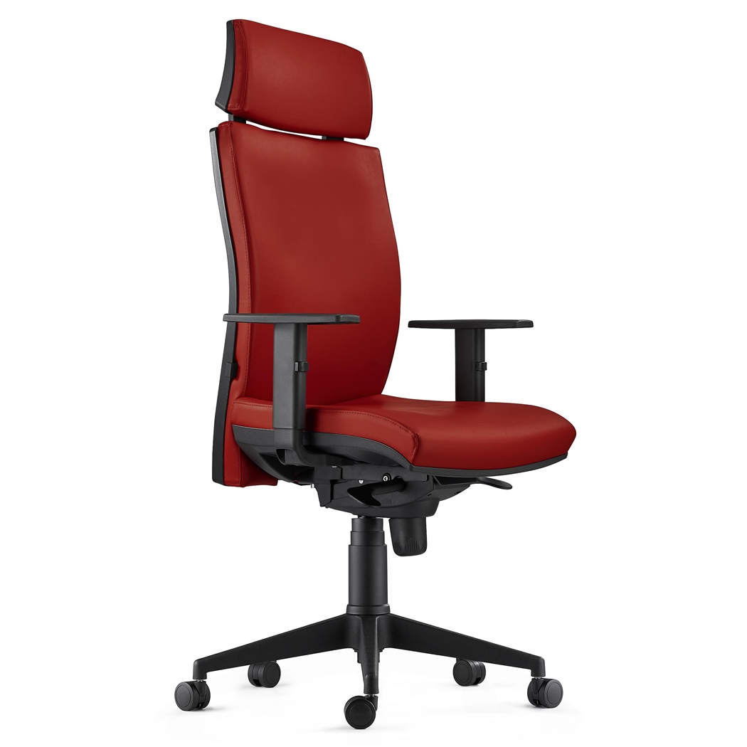 DEMO# Silla Ergonómica MARVEL, Piel Marrón, Reposacabezas y Soporte Lumbar