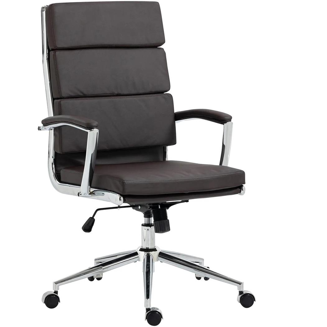 Silla de Oficina TODRA, Elegante Diseño Clásico, Muy Confortable, en Piel Marrón