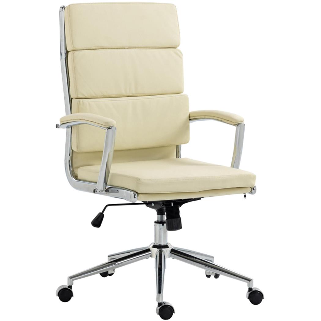 Silla de Oficina TODRA, Elegante Diseño Clásico, Muy Confortable, en Piel Crema