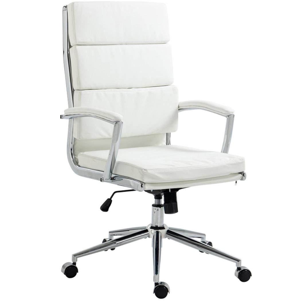Silla de Oficina TODRA, Elegante Diseño Clásico, Muy Confortable, en Piel Blanca