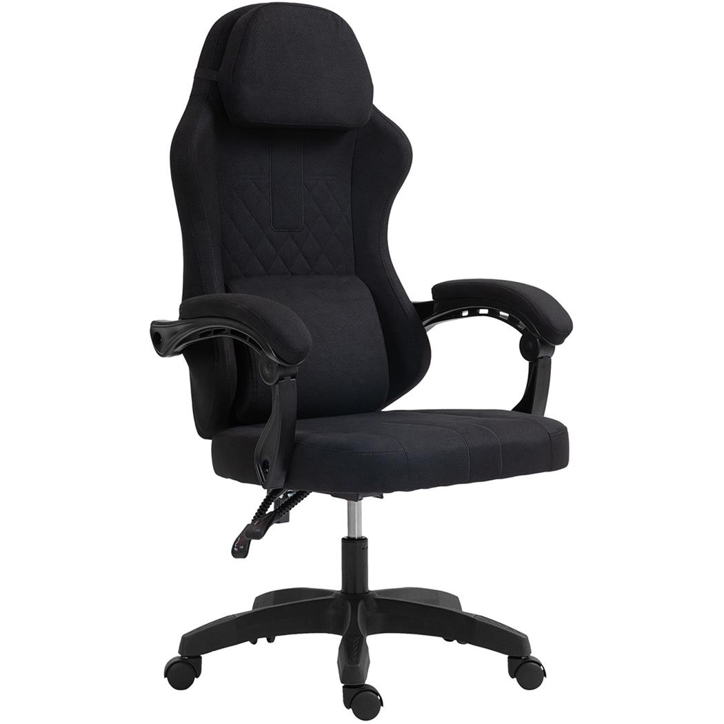 Silla Gaming VENOM, Reclinable, con Cojines Lumbar y Cervical, en Tela Negra