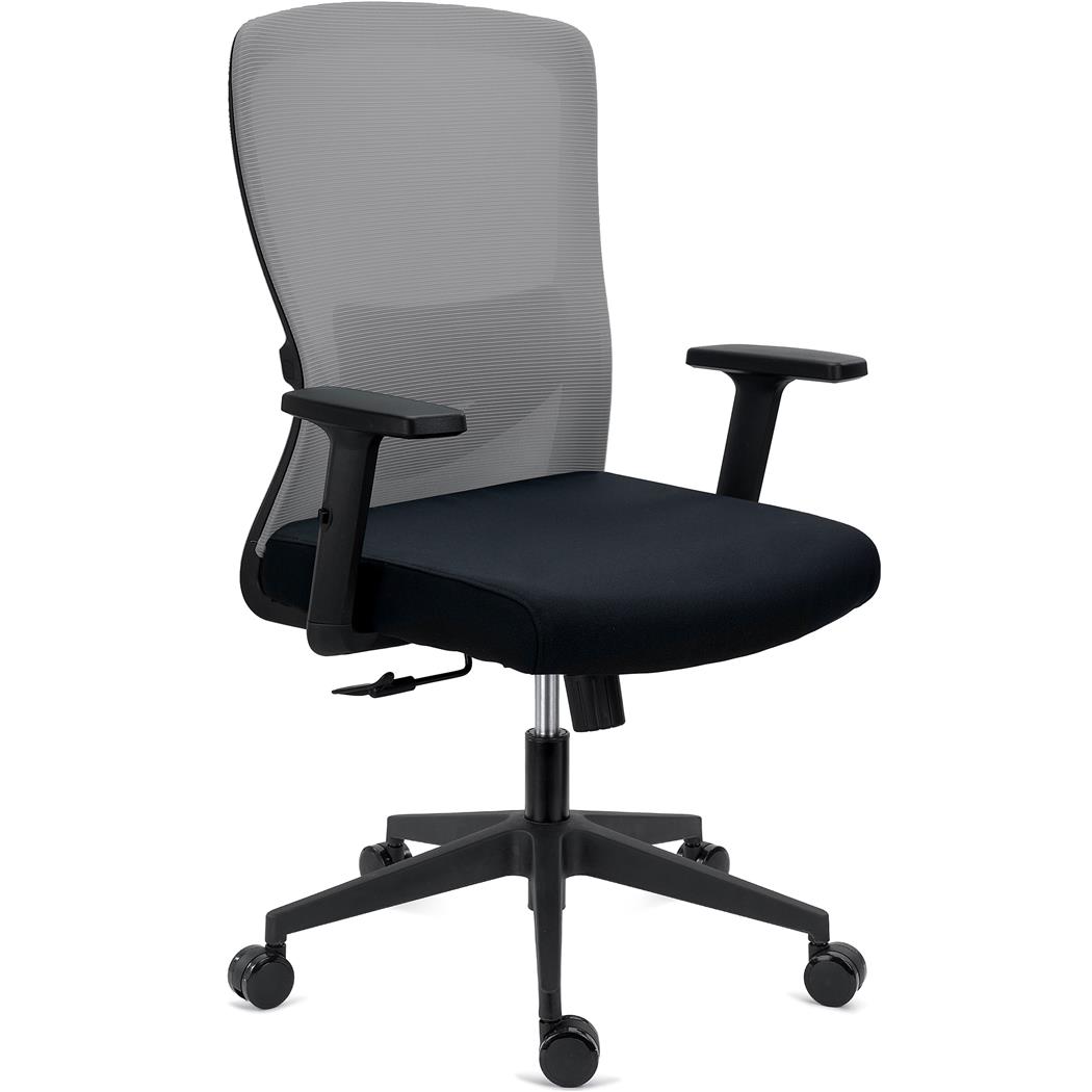 Silla de Oficina NOTE, Soporte Lumbar Ajustable, Confort 8H, Tela y Malla Transpirable Gris
