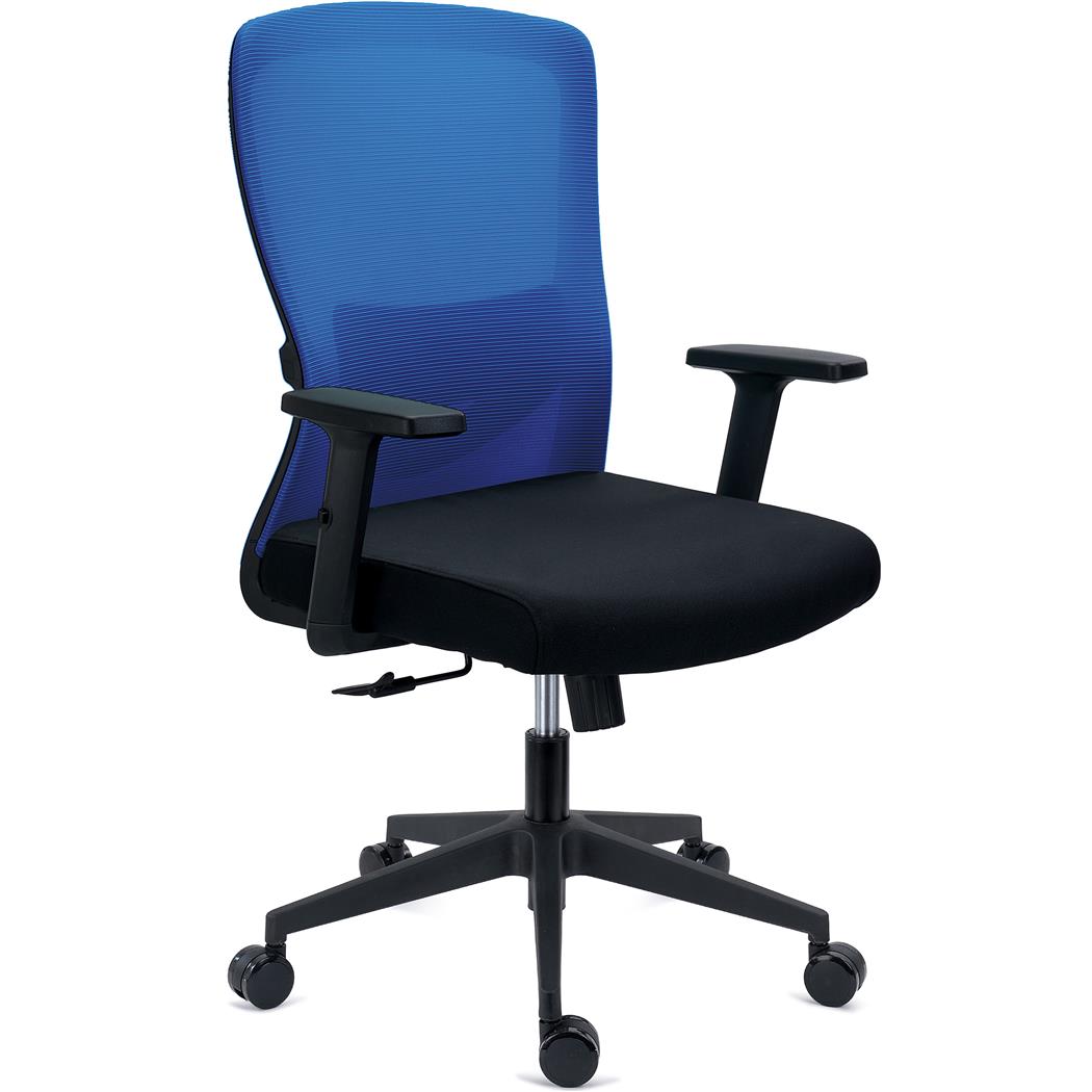 Silla de Oficina NOTE, Soporte Lumbar Ajustable, Confort 8H, Tela y Malla Transpirable Azul