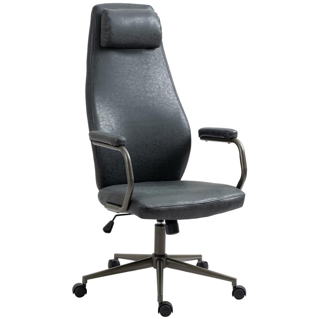 Sillón de Oficina FLORENCE, Brazos de Diseño, Base Negra, en Piel Negro