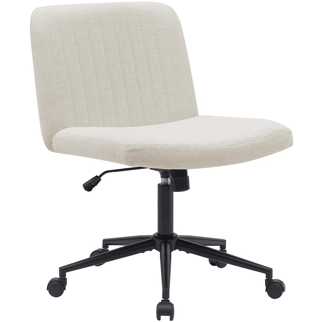 Silla de Oficina SONNY, Diseño Compacto, Base Metálica, en Tela color Crema