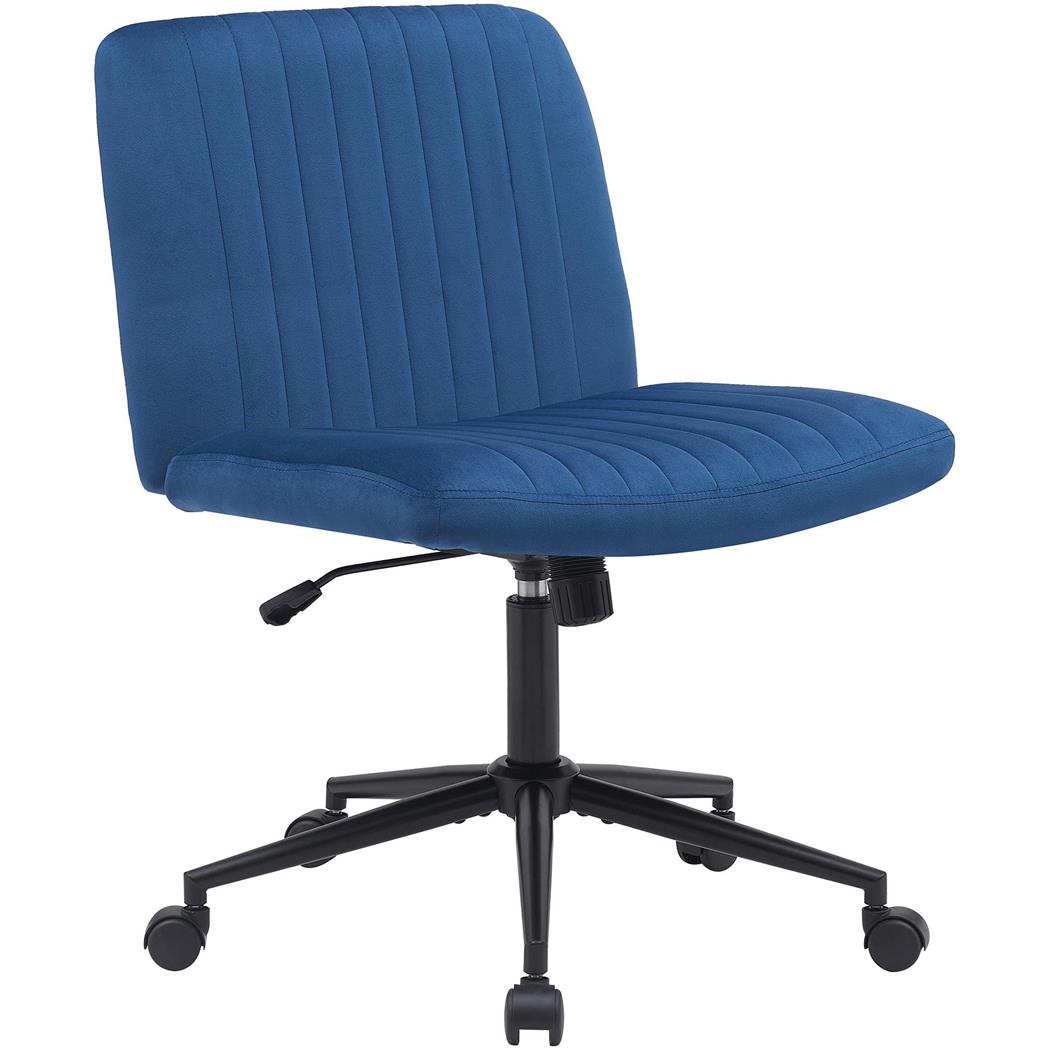 Silla de Oficina SONNY, Diseño Compacto, Base Metálica, en Terciopelo color Azul