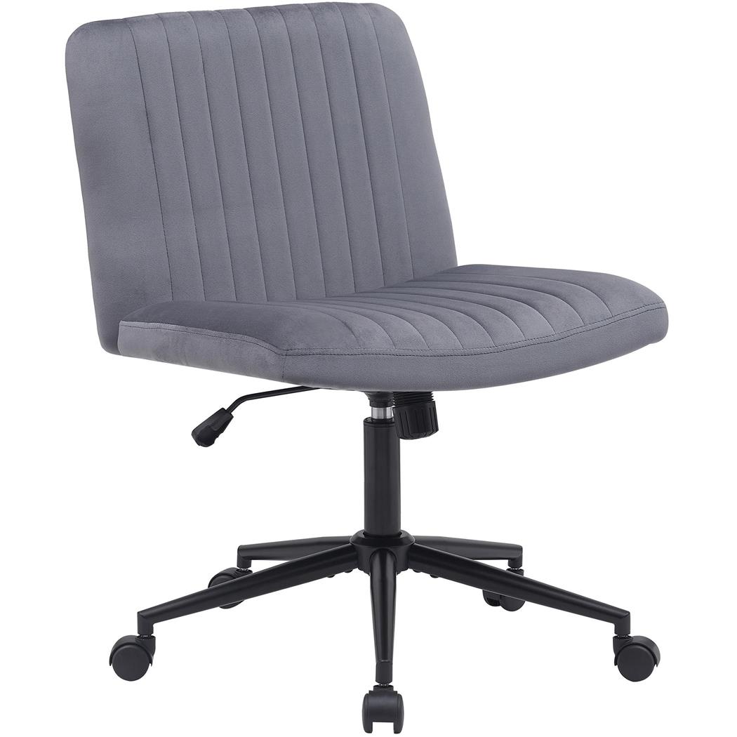 Silla de Oficina SONNY, Diseño Compacto, Base Metálica, en Terciopelo color Gris Oscuro