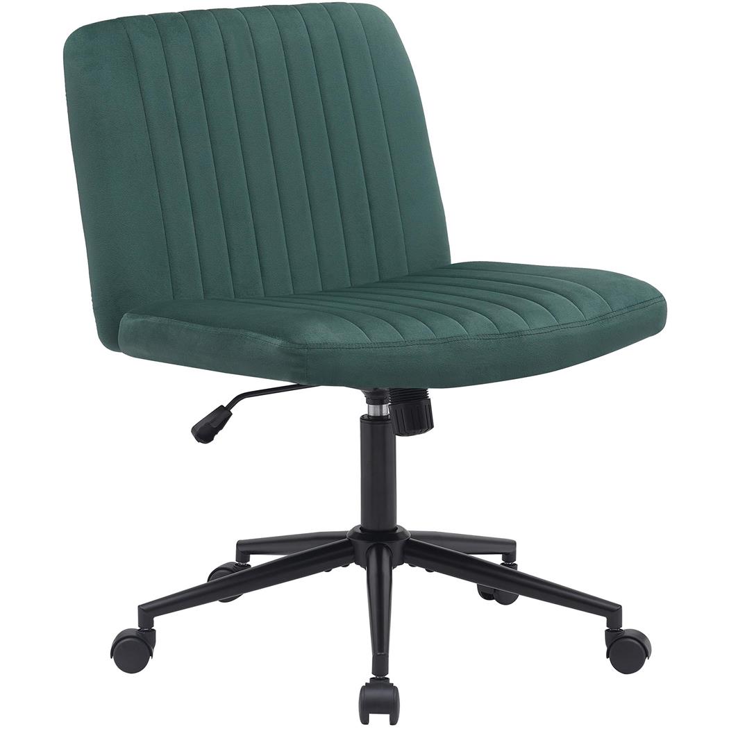 Silla de Oficina SONNY, Diseño Compacto, Base Metálica, en Terciopelo color Verde