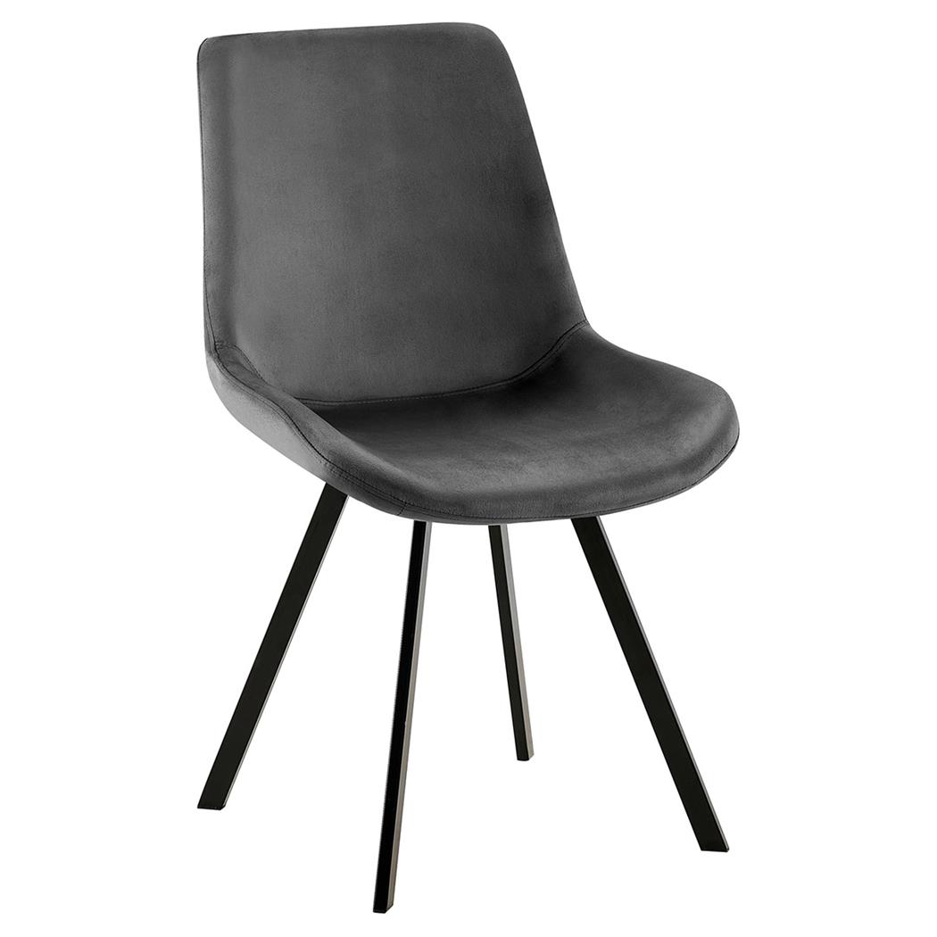 Silla de Confidente UNAMI, Grueso Acolchado, en Terciopelo color Gris Oscuro