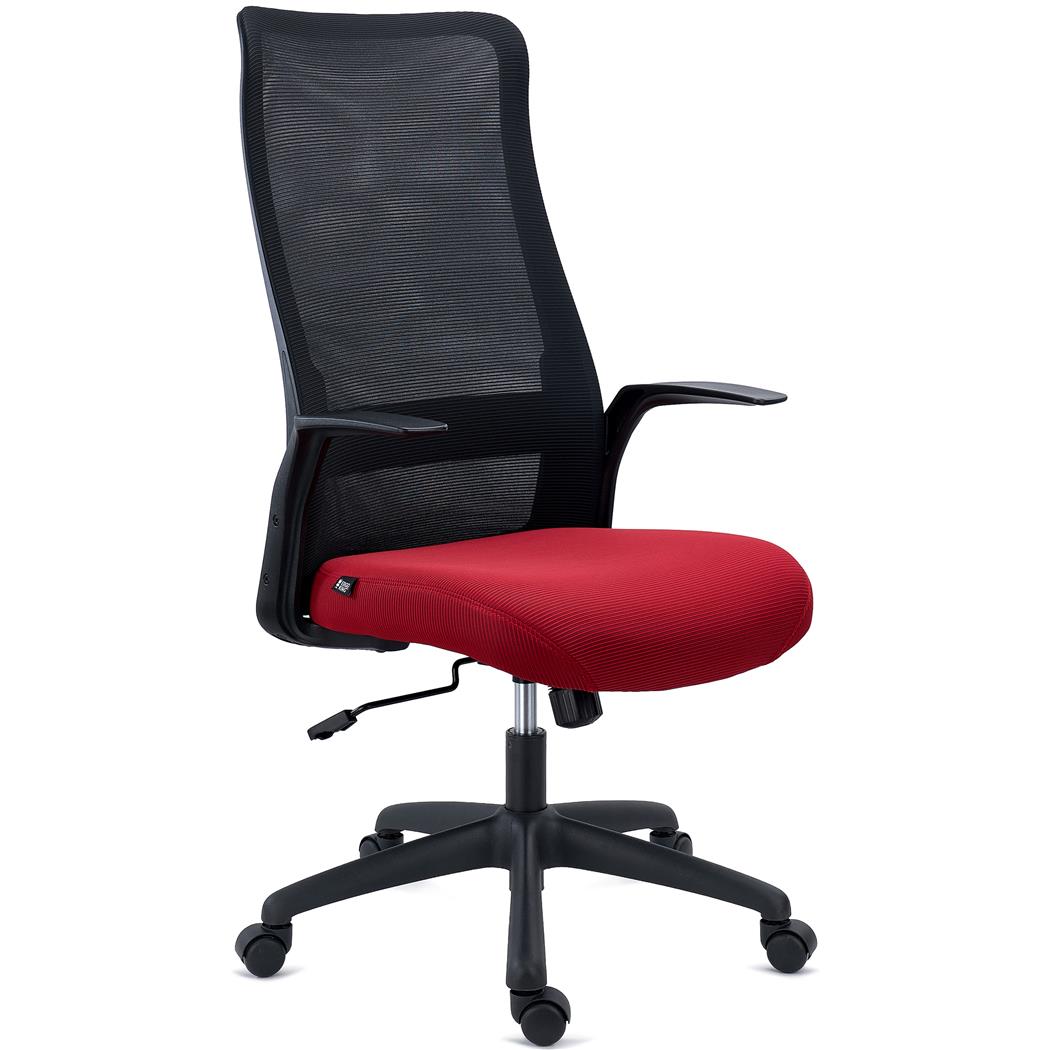 Silla de Oficina SIERRA, Respaldo Transpirable, Soporte Lumbar, Brazos de Diseño, En Rojo