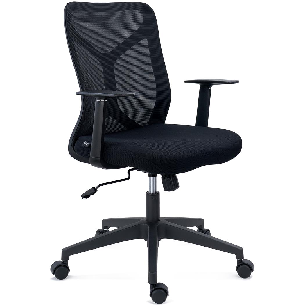 Silla de Oficina GINGER, Mecanismo Basculante, Robusta y Versátil, En Tela y Malla Transpirable, Negro