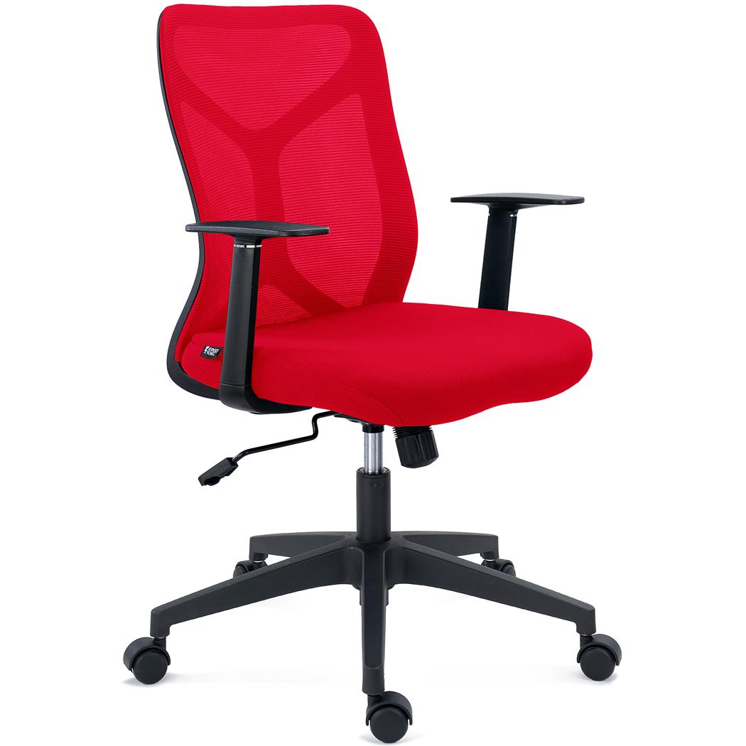 Silla de Oficina GINGER, Mecanismo Basculante, Robusta y Versátil, En Tela y Malla Transpirable, Rojo