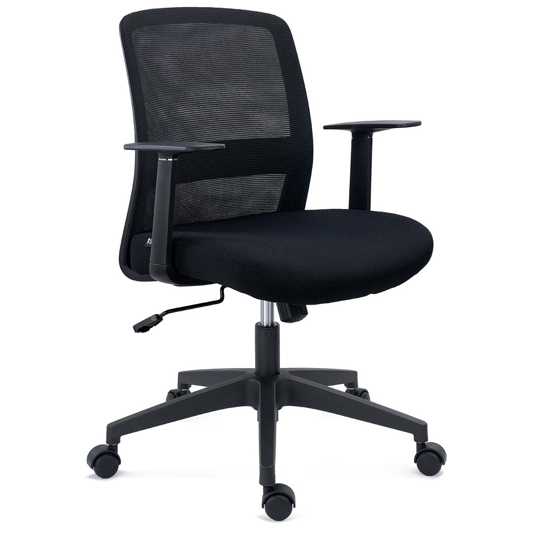 Silla de Oficina YOSEMITE, Mecanismo Basculante, Soporte Lumbar, En Tela y Malla Transpirable, Negro