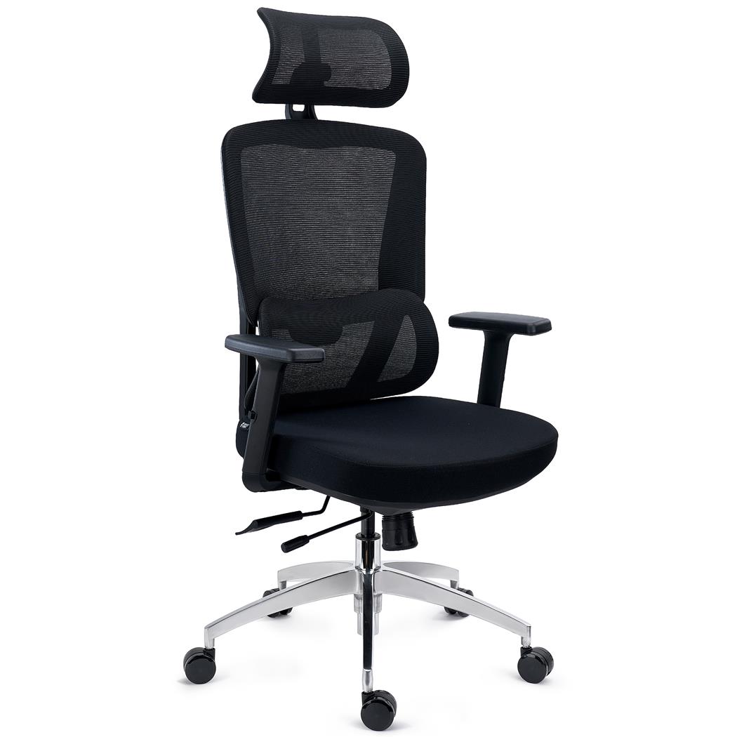 Silla Ergonómica SUPRA MAX, Avanzados Ajustes, Uso Profesional 8H, Tela y Malla Transpirable, Negro